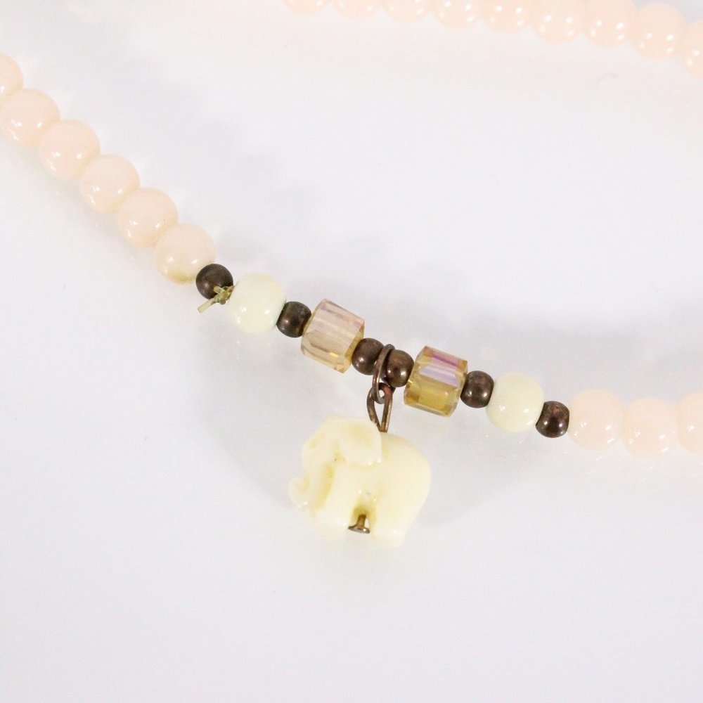 *Pink Gemstone Costume Jewelry Necklace with Elephant  Pendant